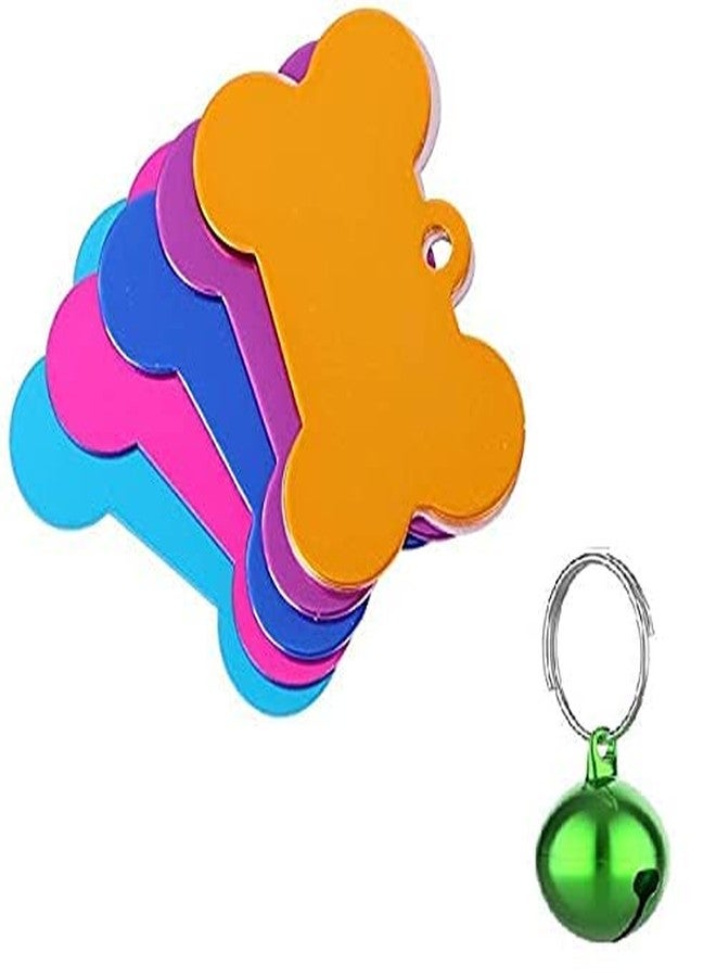 Pups&Pets 4 Colors Bone Shape Personalized Dog Cat Id Tags Imported Laser Engraved Cat Puppy. Free Bell Gift: Pink, L (Set of 4 Pcs). - Image 1